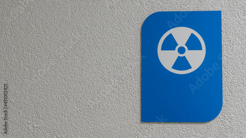 A sign of radiation danger. X-ray room in a medical clinic. Space for text. Warning about the effects of radiation.