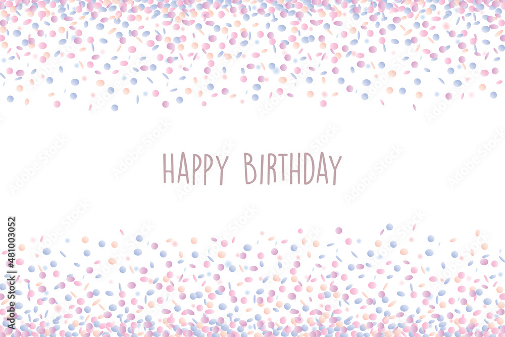 happy birthday confetti background in colorful pastel colors