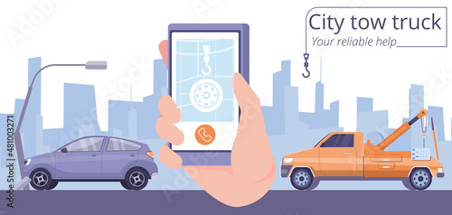City Tow Truck Flat Banner