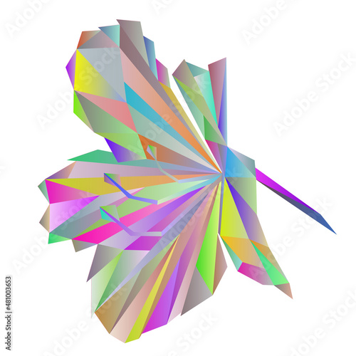 Flower Multicolored  simple rhododendron polygons Mountain shrub vector illustration editable hand draw