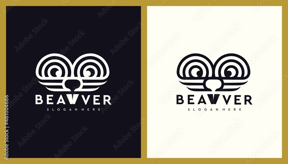 Beaver Logo Design. Unique Outline Illustration Editable. Creative Vector based Icon Template. - obrazy, fototapety, plakaty 