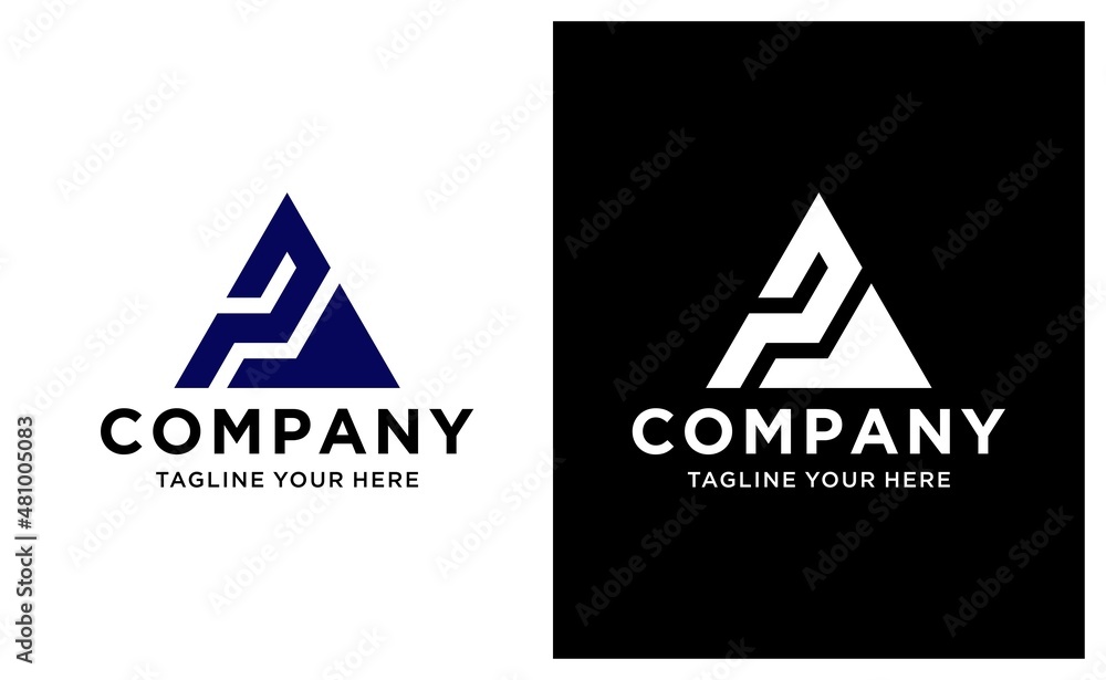 abstract P initials letter logo design with triangle shape mountain illustration, outdoor adventure brand logo design vector. on a black and white background. abstract P initials letter logo design with triangle shape mountain illustration, outdoor adventure brand logo design vector. on a black and white background.