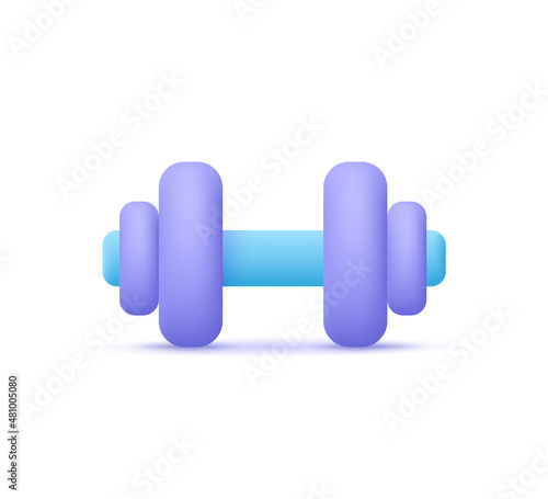 Sports dumbell for training exercise. Gym equipment. 3d vector icon. Cartoon minimal style.