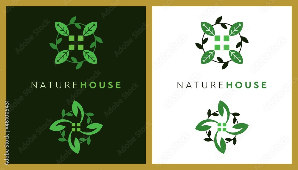  Nature House Logo Design. Unique Illustration Editable. Creative Vector based Icon Template.
