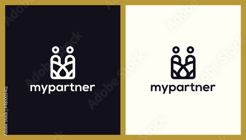My Partner Logo Design. Unique Illustration Editable. Creative Vector based Icon Template.