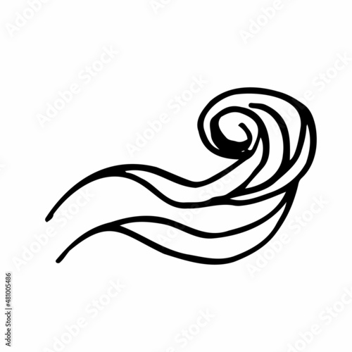 Ocean, sea doodle waves vector illustration flat simple lines, icons, symbol