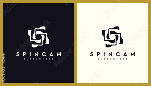 Abstract Spin Camera Logo Design. Unique Illustration Editable. Creative Vector based Icon Template. 