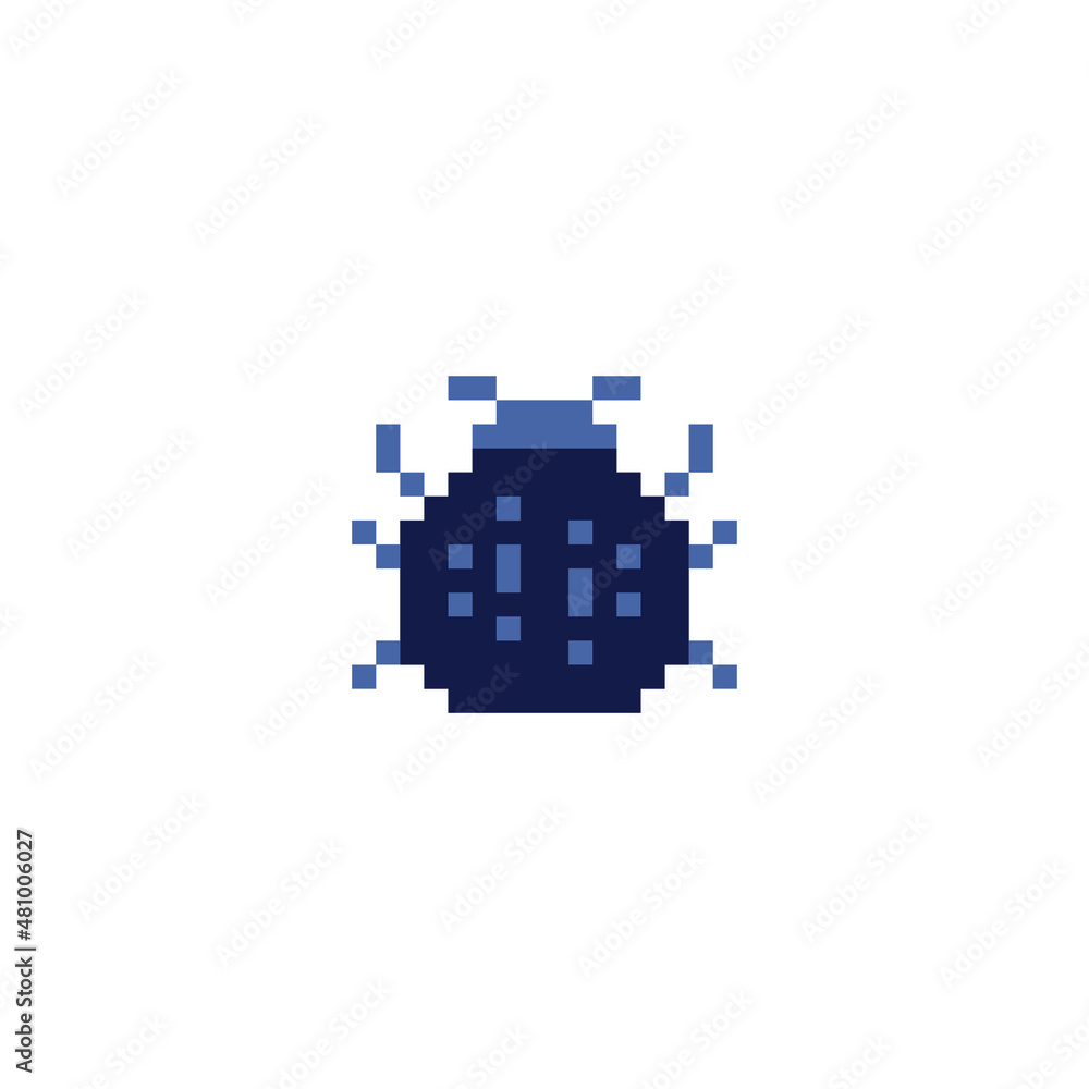 Beetle pixel art bug insect pest icon, bug isolated vector illustration. Element design for stickers, embroidery, mobile app. Video game sprite. Insect repellent logo. Beetle pixel art bug insect pest icon, bug isolated vector illustration. Element design for stickers, embroidery, mobile app. Video game sprite. Insect repellent logo.