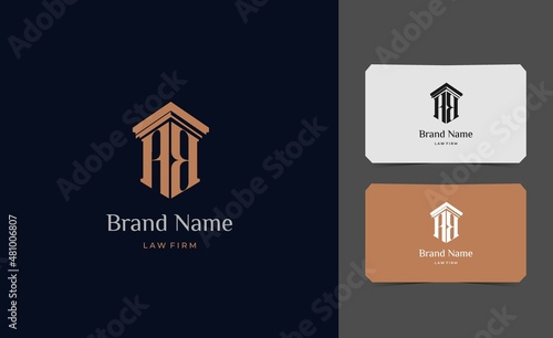 pillar logo letter AB with business card vector illustration template