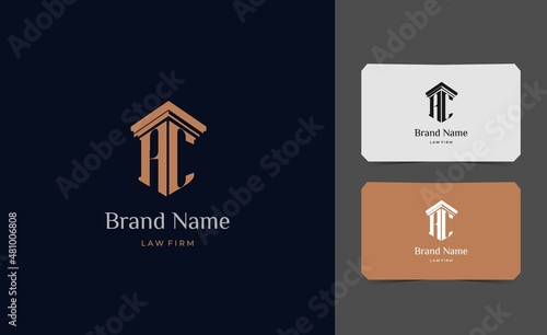 pillar logo letter AC with business card vector illustration template