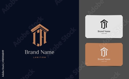 pillar logo letter CA with business card vector illustration template