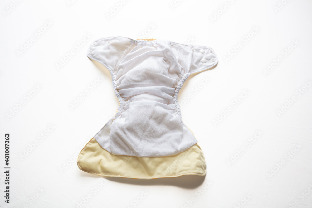 Baby diaper isolated on white background. Reusable cloth nappy, eco friendly Baby diaper isolated on white background. Reusable cloth nappy, eco friendly