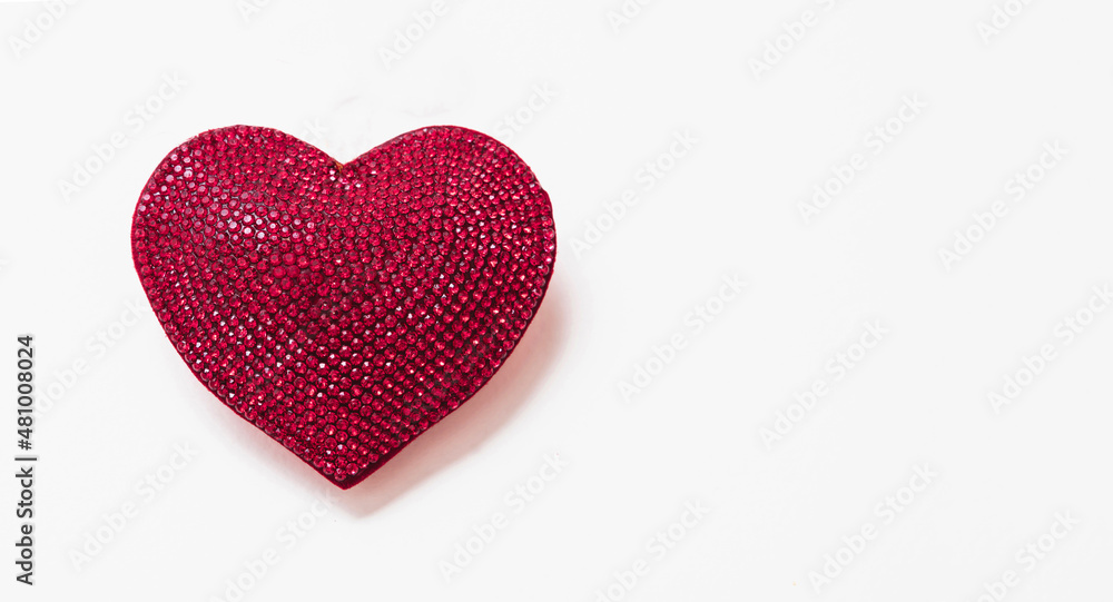 Marriage anniversary, Love symbol. Heart red color jewel isolated on white.
