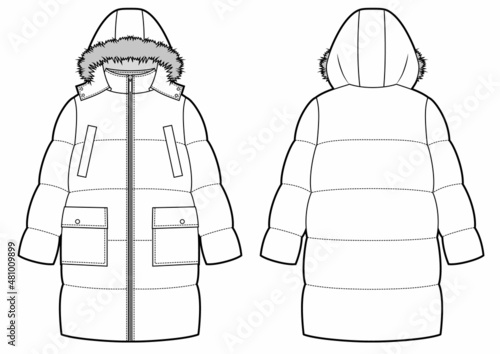 Unisex down jacket, hooded jacket with fur.
