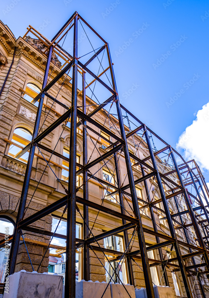 scaffolding at a construction site