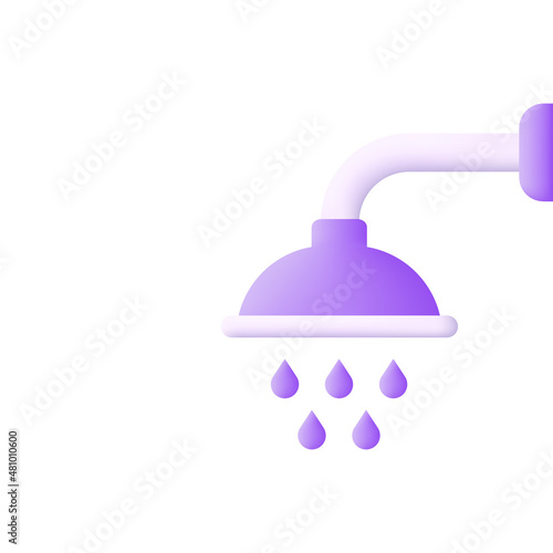 3d shower isolated on white background. Trendy and modern vector in 3d style.