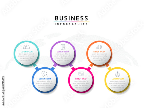 Vector illustration, infographics design, template, marketing, information, with 6 options or steps
