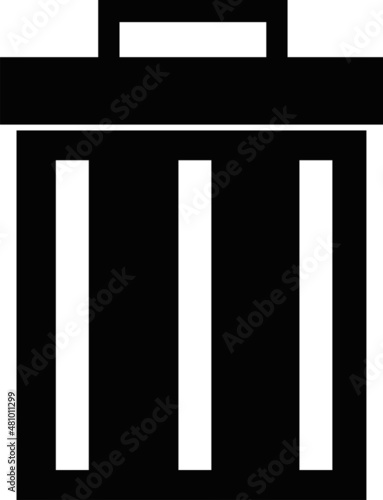 Vector black and white color icon illustration of a bin