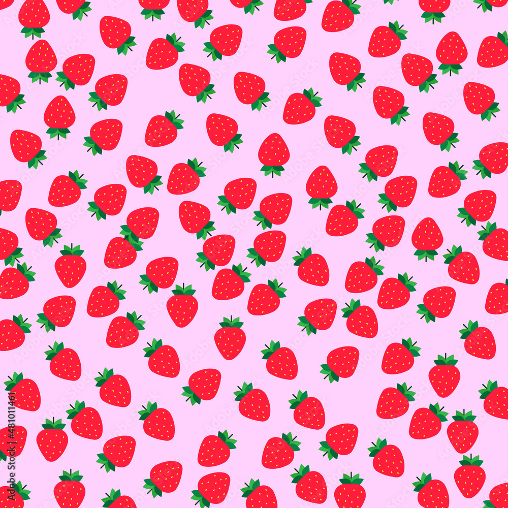 Fruit Icon Seamless Pattern, Strawberry