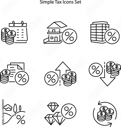tax icons set isolated on white background. tax icon trendy and modern tax symbol for logo, web, app, UI. tax icon simple sign. tax icon flat vector illustration