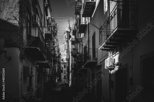 Black and White historical inner city of Palermo on Sicily in Italy in Winter © andiz275