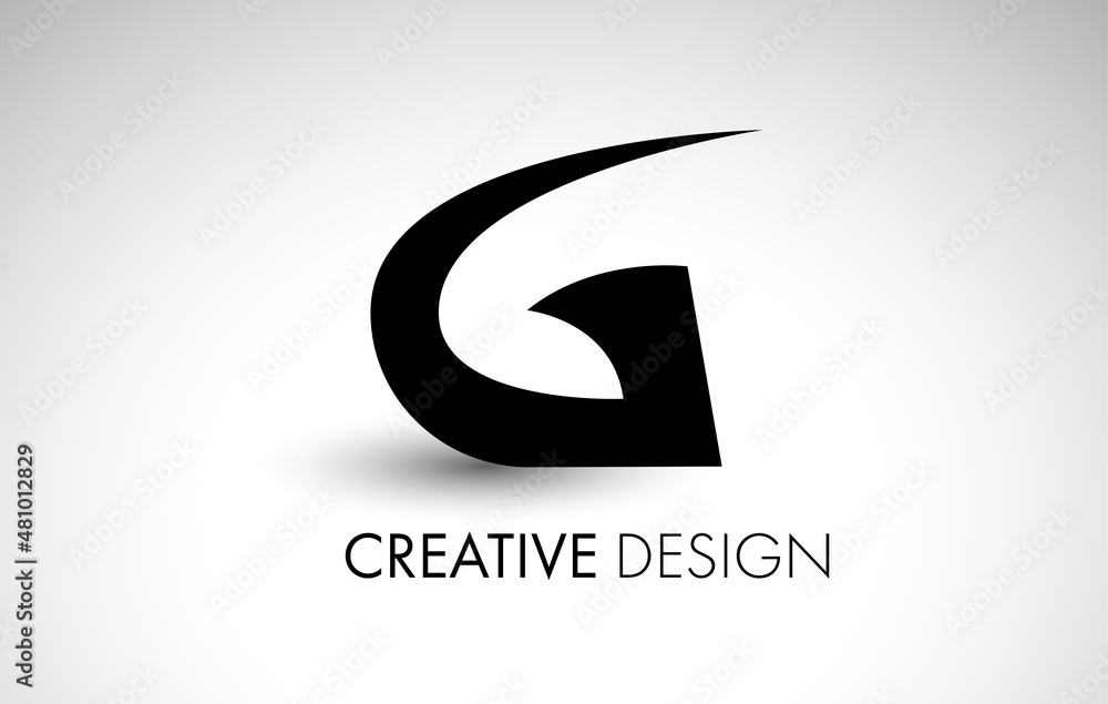 G letter Minimalist Design Logo in Black with Creative Shape Vector Icon