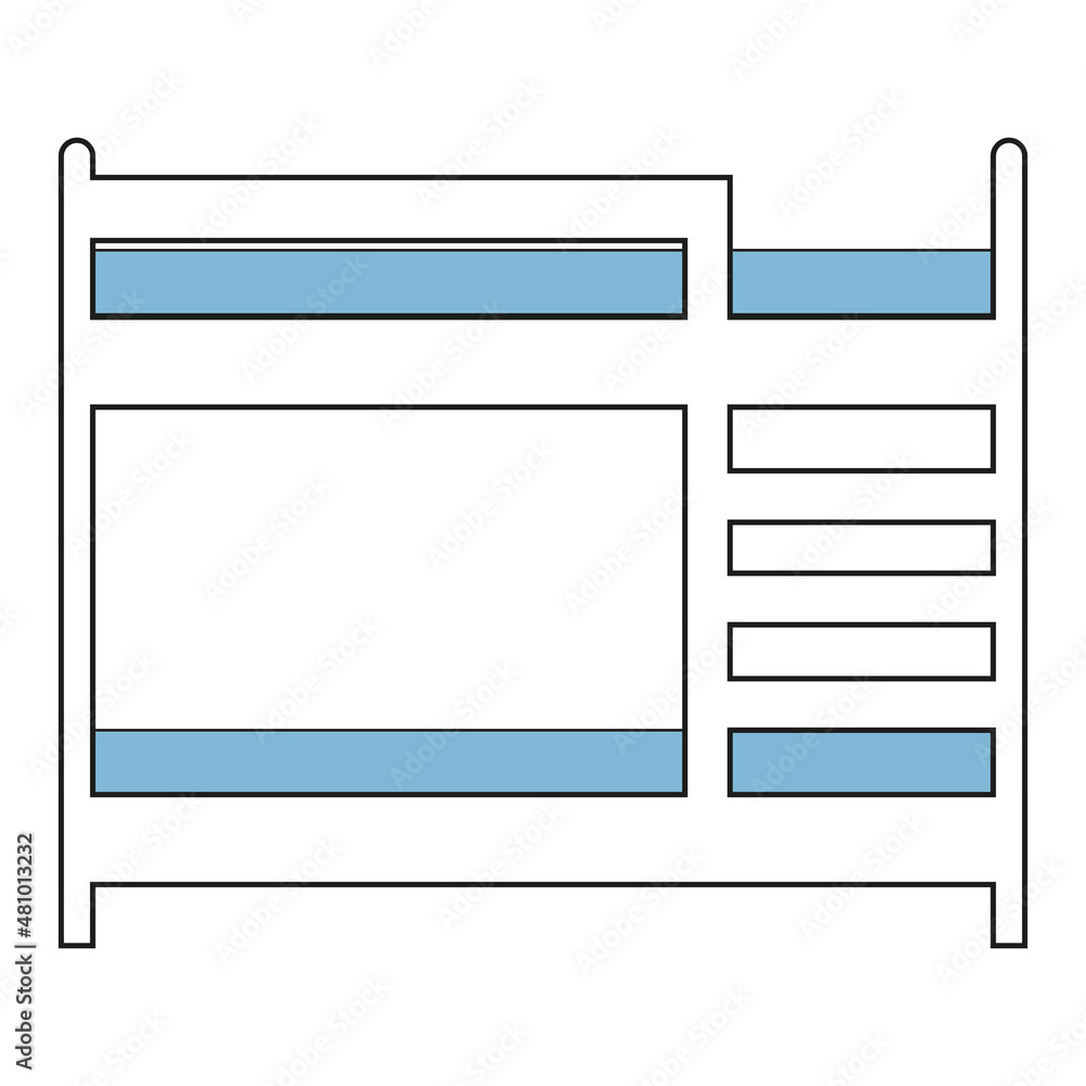 Bunk bed linear icon. Contour symbol. Vector isolated outline