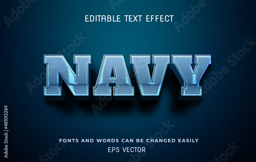 Navy 3d editable text effect