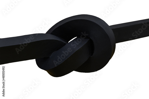 metal profile tied in a knot. Comic composition