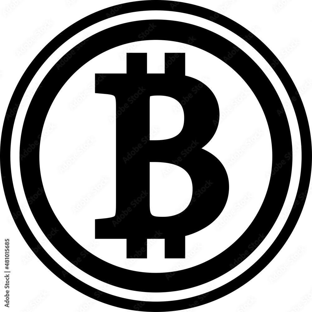 The Bitcoin icon. The symbol of payment by bitcoin. The cryptocurrency logo. Black silhouette on a white background. The Bitcoin icon. The symbol of payment by bitcoin. The cryptocurrency logo. Black silhouette on a white background.
