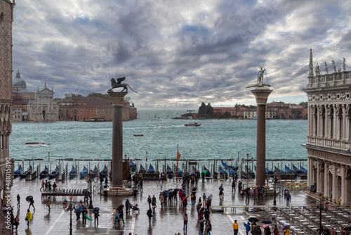 The St. Mark's square in Venice during bad weather and high tide in Venice