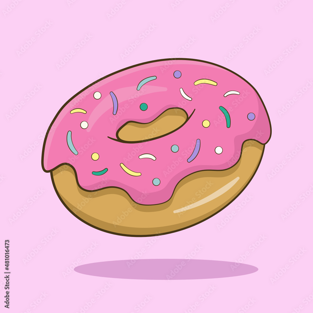 Donut with shadow and background. Vector. Cartoon Donut with shadow and background. Vector. Cartoon