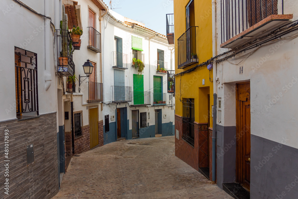 Onda, Valencian Community, Spain. Empty historic street during the pandemic of Covid-19.