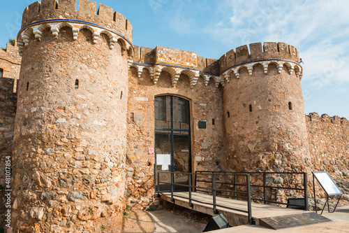 Onda, Castellon province, Spain. Entrance to the Onda Castle between medieval towers. Bien de Interés Cultural