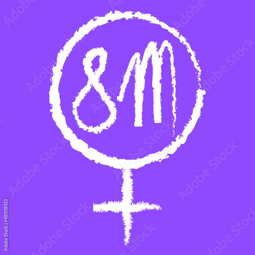 Vector, símbolo día internacional de la mujer 8 de marzo. Feminismo, igualdad, derechos humanos.
