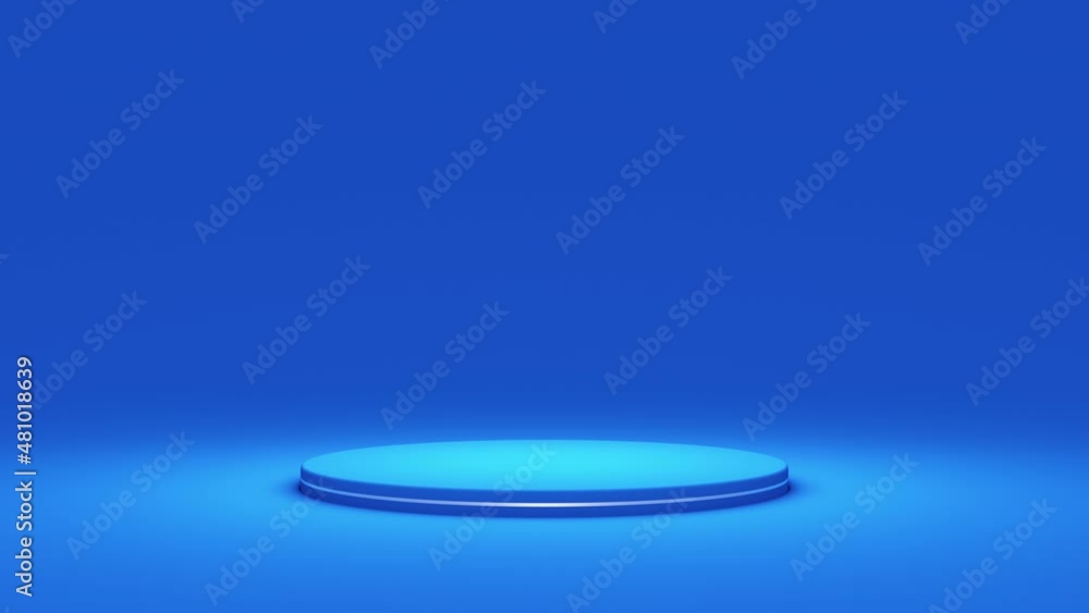 Blue Pedestal Podium Goes Up. 3D Animation Blue Pedestal Podium Goes Up. 3D Animation