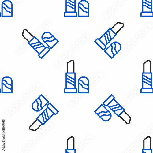 Line Lipstick icon isolated seamless pattern on white background. 8 March. International Happy Women Day. Colorful outline concept. Vector