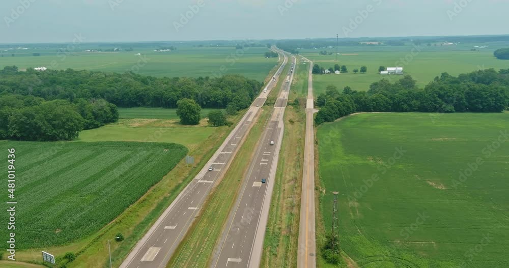 Panorama aerial view of highway road of transport junction from the height drone Panorama aerial view of highway road of transport junction from the height drone