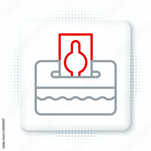 Line Donate or pay your zakat as muslim obligatory icon isolated on white background. Muslim charity or alms in ramadan kareem before eid al-fir. Colorful outline concept. Vector