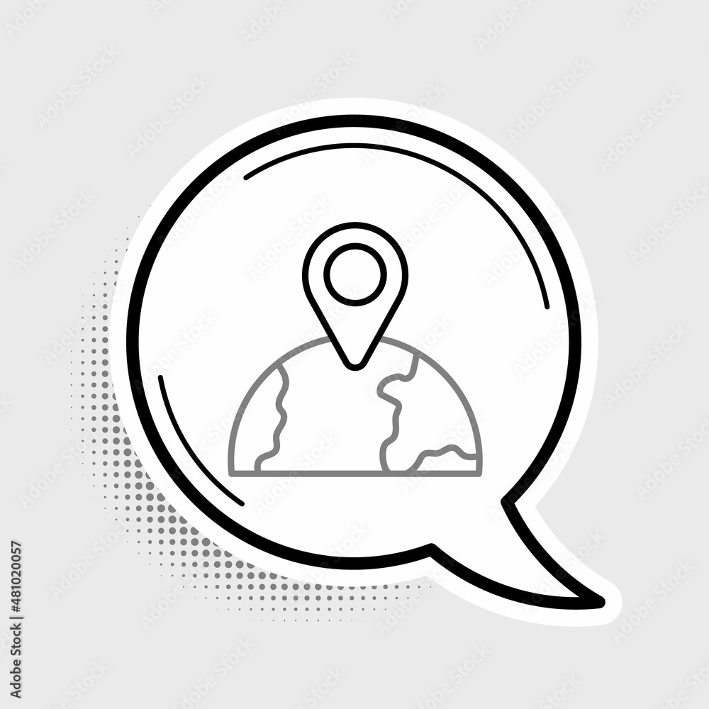 Line Location on the globe icon isolated on grey background. World or Earth sign. Colorful outline concept. Vector Line Location on the globe icon isolated on grey background. World or Earth sign. Colorful outline concept. Vector