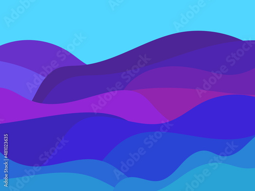 Night wavy landscape in a minimalist style. Boho typography decor for prints, posters and interior designs. Mid-century modern decor. Vector illustration