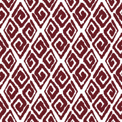 Wandcirkels Bordeaux patronen Donkerrode spiralen ruiten geometrisch patroon  © far700