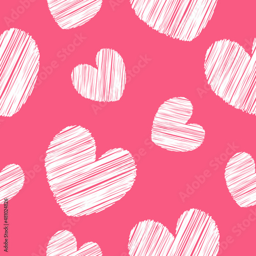 Pattern with hearts on a pink background.Valentine's Day.Wedding.Suitable for paper,fabric,background. 