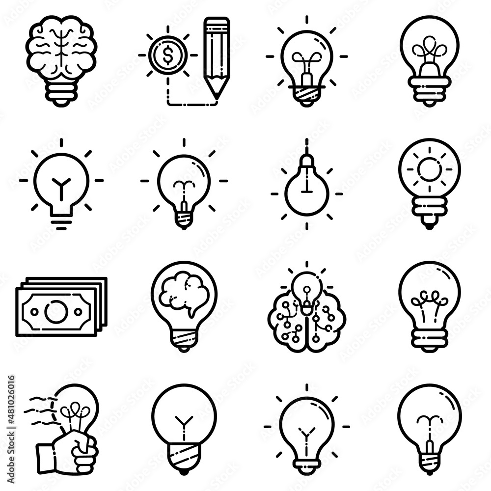 Idea Flat Icon Set Isolated On White Background Idea Flat Icon Set Isolated On White Background