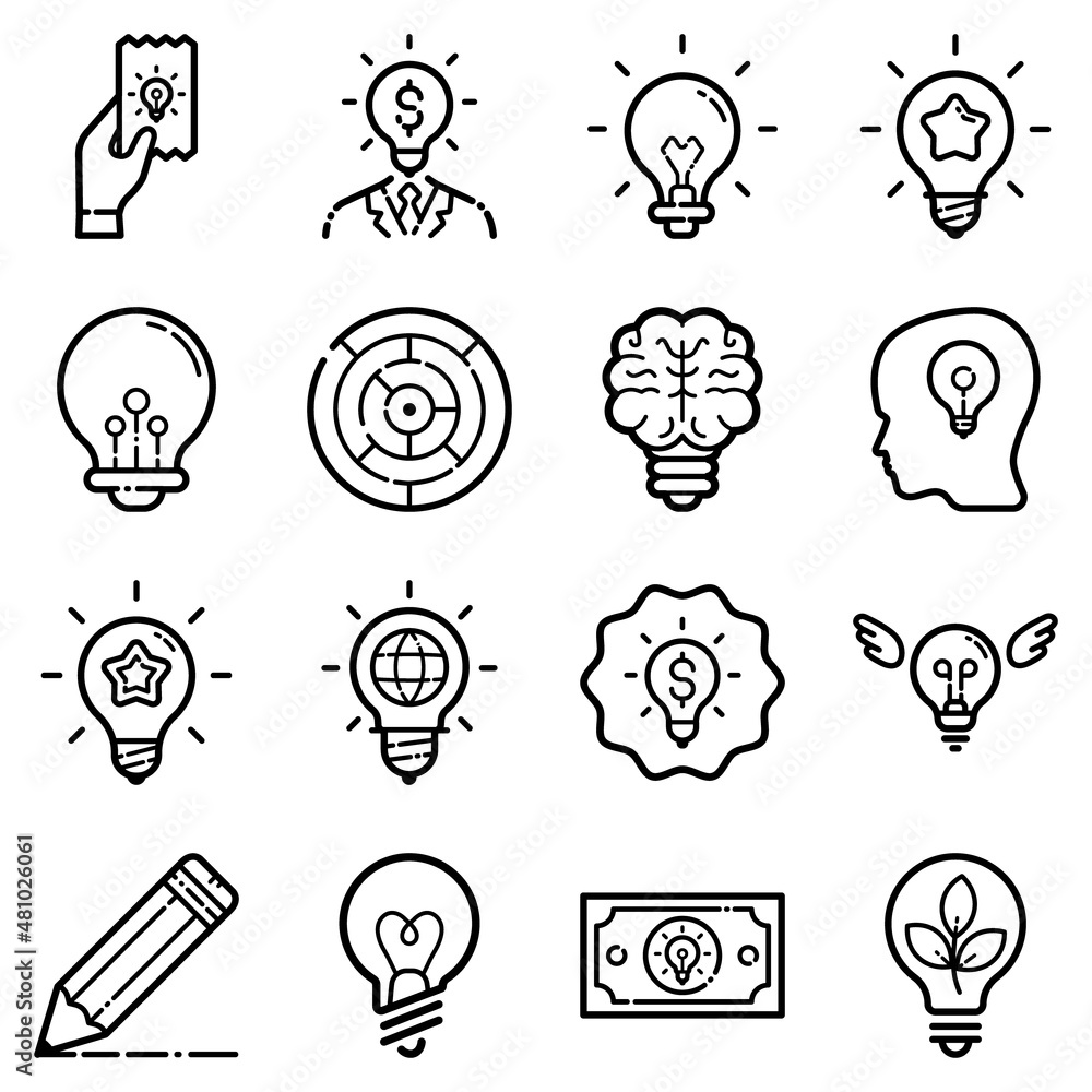 Idea Flat Icon Set Isolated On White Background Idea Flat Icon Set Isolated On White Background