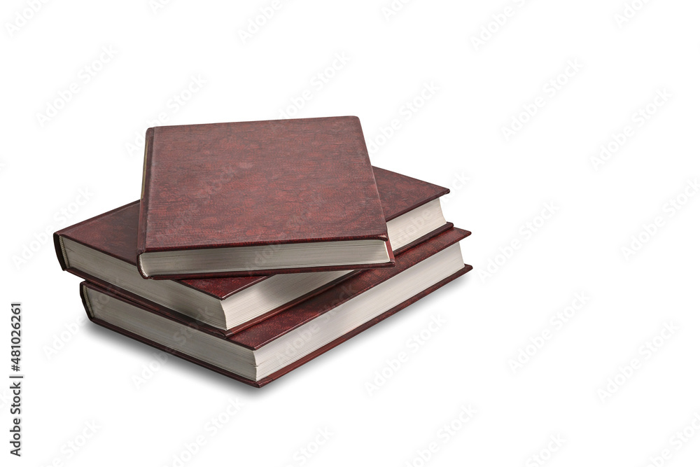 several new books isolated on white background several new books isolated on white background