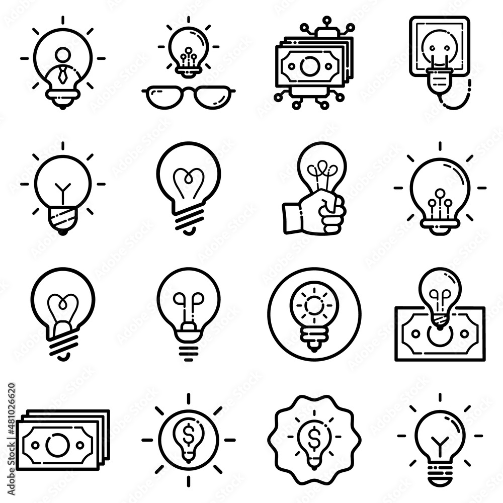 Idea Flat Icon Set Isolated On White Background Idea Flat Icon Set Isolated On White Background