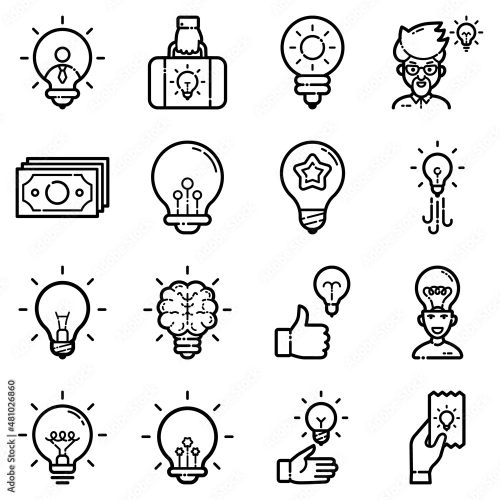 Idea Flat Icon Set Isolated On White Background Idea Flat Icon Set Isolated On White Background