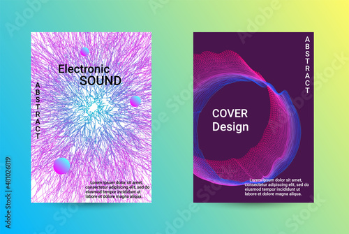 Set of modern abstract musical backgrounds. Sound flyer for creating a fashionable cover, banner, poster, booklet.