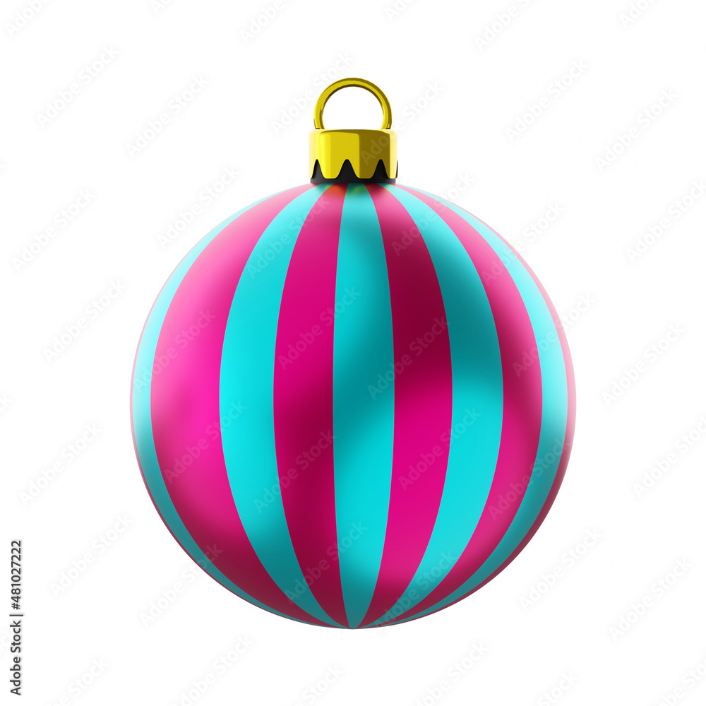 Christmas ball realistic with modern pattern isolated on white background, christmas tree decoration, 3D render. Christmas ball realistic with modern pattern isolated on white background, christmas tree decoration, 3D render.